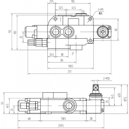 ROZDZIELACZ HYDR. 1SEKCJA 80L ZATRZASK + PRZYŁĄCZA